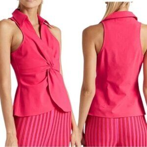 Cinq a Sept Pink Sleeveless Mckenna Knotted Top in Raspberry